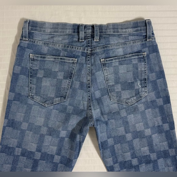 Current/Elliott The Fling Slim Boyfriend Checkered Jeans Distressed Blue Size 27 - Picture 4 of 16